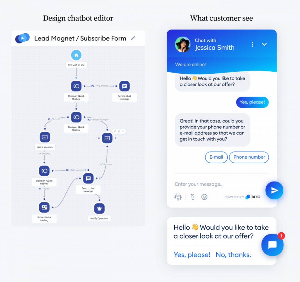 AI chatbot for lead qualification widget on a SaaS landing page